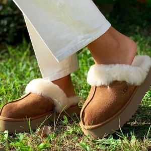 Ugg Disquette  Chestnut Platform  Slipper Mule Slippers